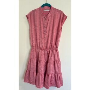Rebecca Minkoff Pink A Line Dress‎ Pearl Buttons Jacquard Pattern Size Small